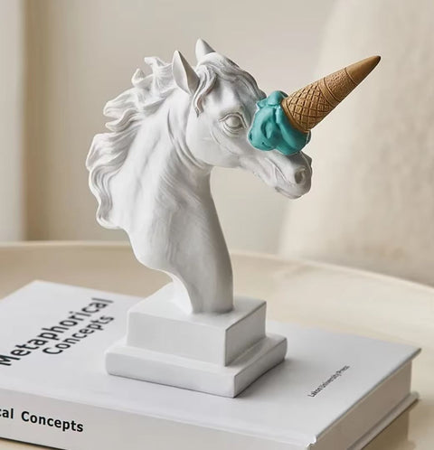 Statua busto di cavallo unicorno (ghiaccio) 17 cm