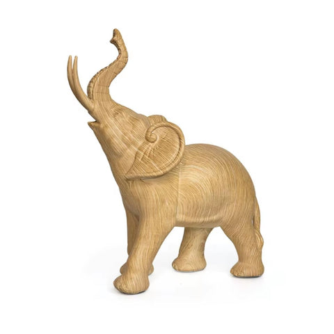 Statua di elefante in resina imitazione legno di quercia chiara 13 cm