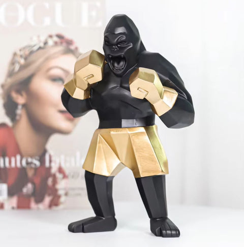 Boxer Gorilla Statura Nero / Oro 25 cm