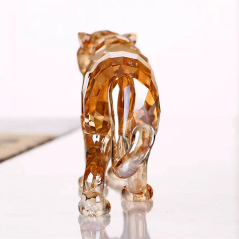 Statuetta Leopardo in cristallo champagne 6 cm