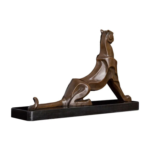 Statua di leopardo seduto in bronzo 24 cm