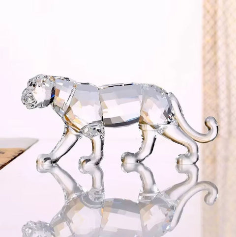 Statuetta in cristallo trasparente leopardo 6 cm