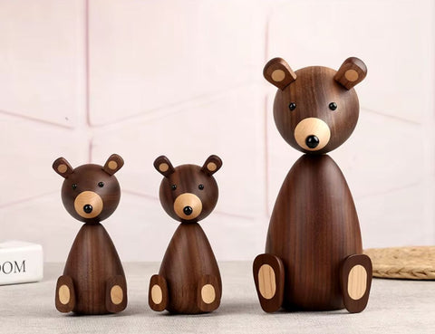 Statua di orso in legno in stile nordico 12 cm