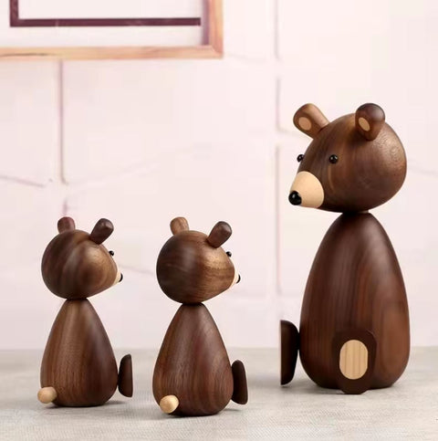 Statua di orso in legno in stile nordico 12 cm