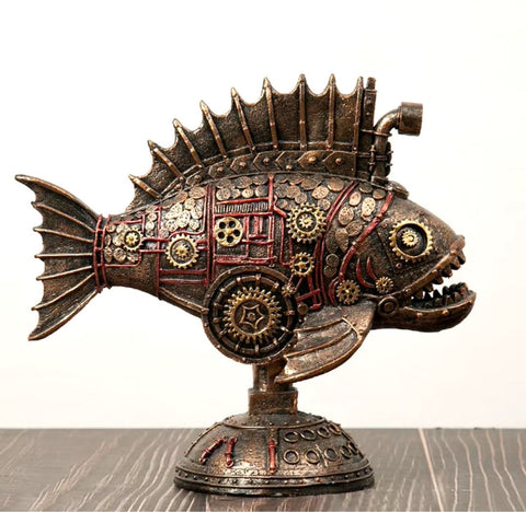 Statue poisson steamunk 23 cm