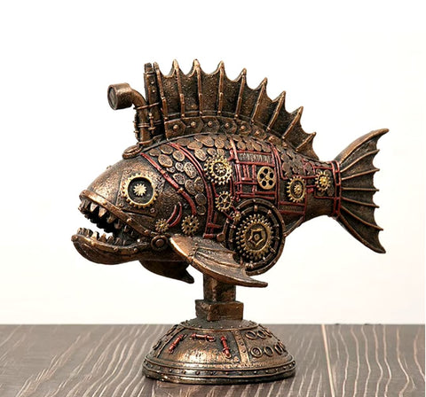 Statue poisson steamunk 23 cm