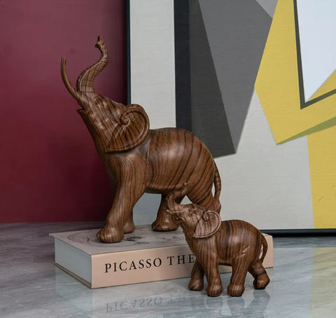 Statua elefante in resina simil legno 18 cm