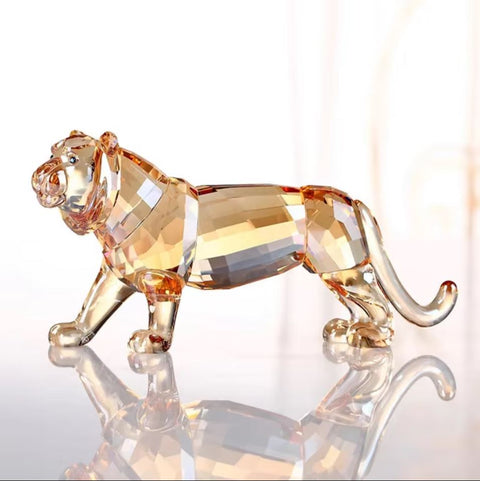 Statuetta tigre in cristallo champagne 6 cm