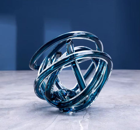 Scultura in vetro a spirale blu 16 cm