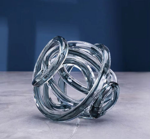 Scultura in vetro a spirale grigio 16 cm