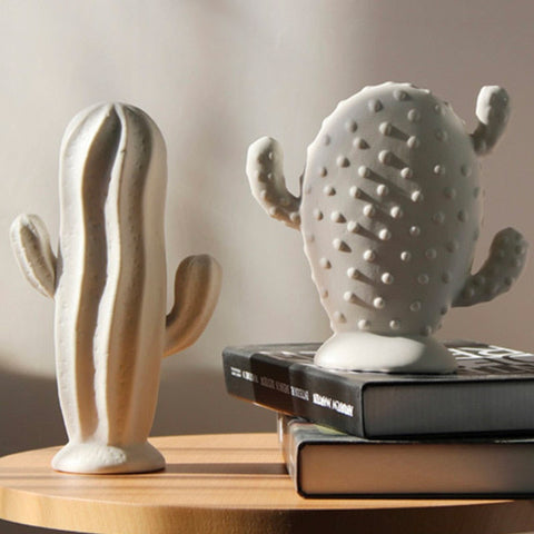 Scultura moderna<br> Cactus decorativo bianco