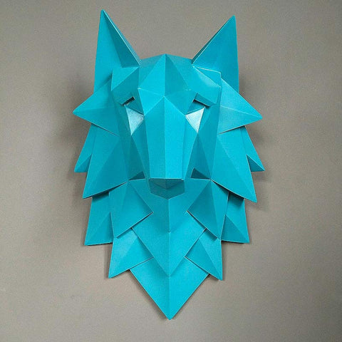 Scultura da parete di design<br> Testa di lupo origami