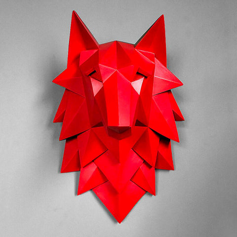 Scultura da parete di design<br> Testa di lupo origami