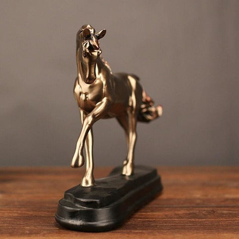 Statua del cavallo<br> Effetto bronzo dorato 20 cm