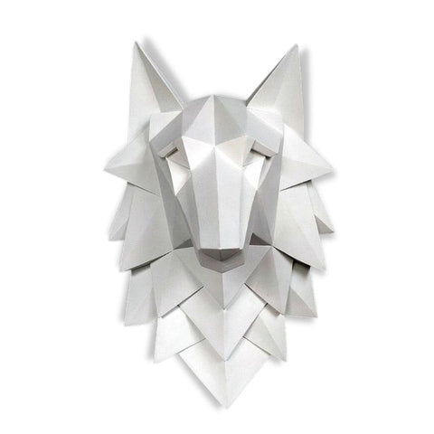 Scultura da parete di design<br> Testa di lupo origami