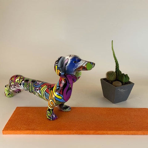 Statua del cane<br> Bassotto multicolore